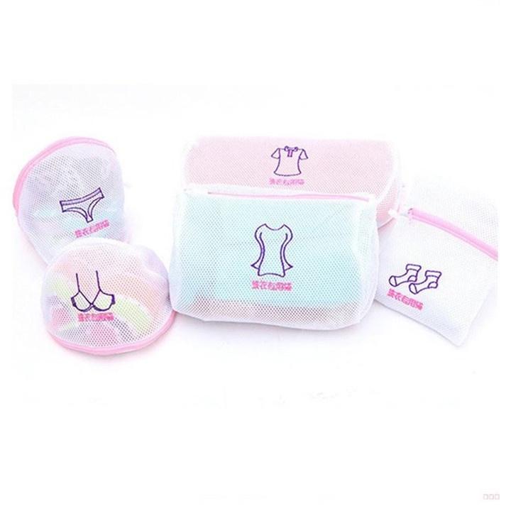 Set 5 Túi Giặt Bảo Vệ Quần Áo, Đồ Lót, Tất, Áo Ngực, Bảo Quản Quần Áo Kiểu Nhật Dạng Lưới