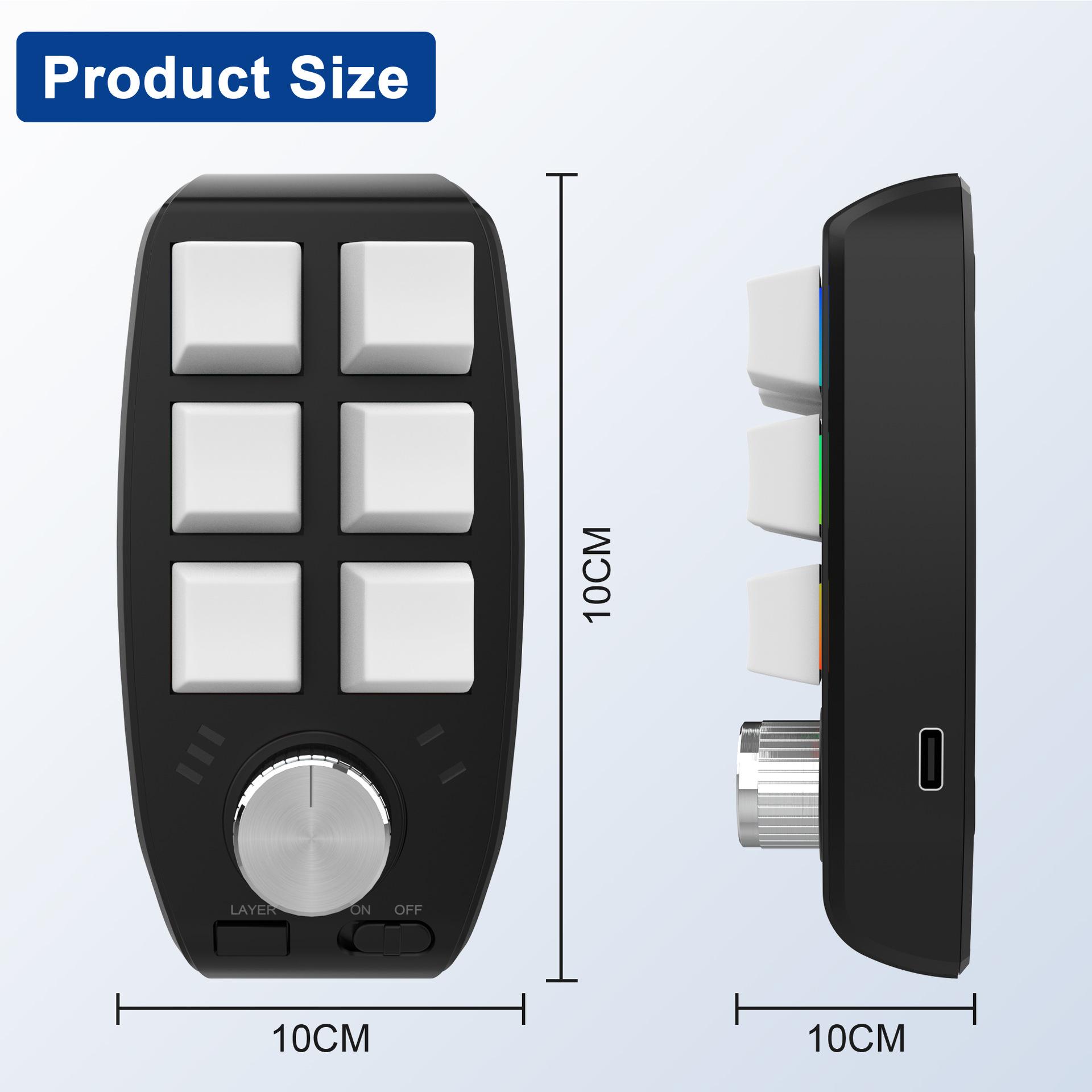 Giao hàng nhanh Núm 6 phím Bluetooth tùy chỉnh lập trình vĩ mô bàn phím cơ văn phòng phím tắt PS copy paste vẽ thiết kế