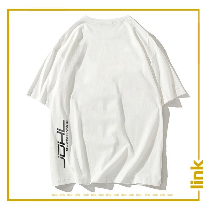 Áo thun chữ JDHL sau lưng phong cách mới unisex tay lỡ