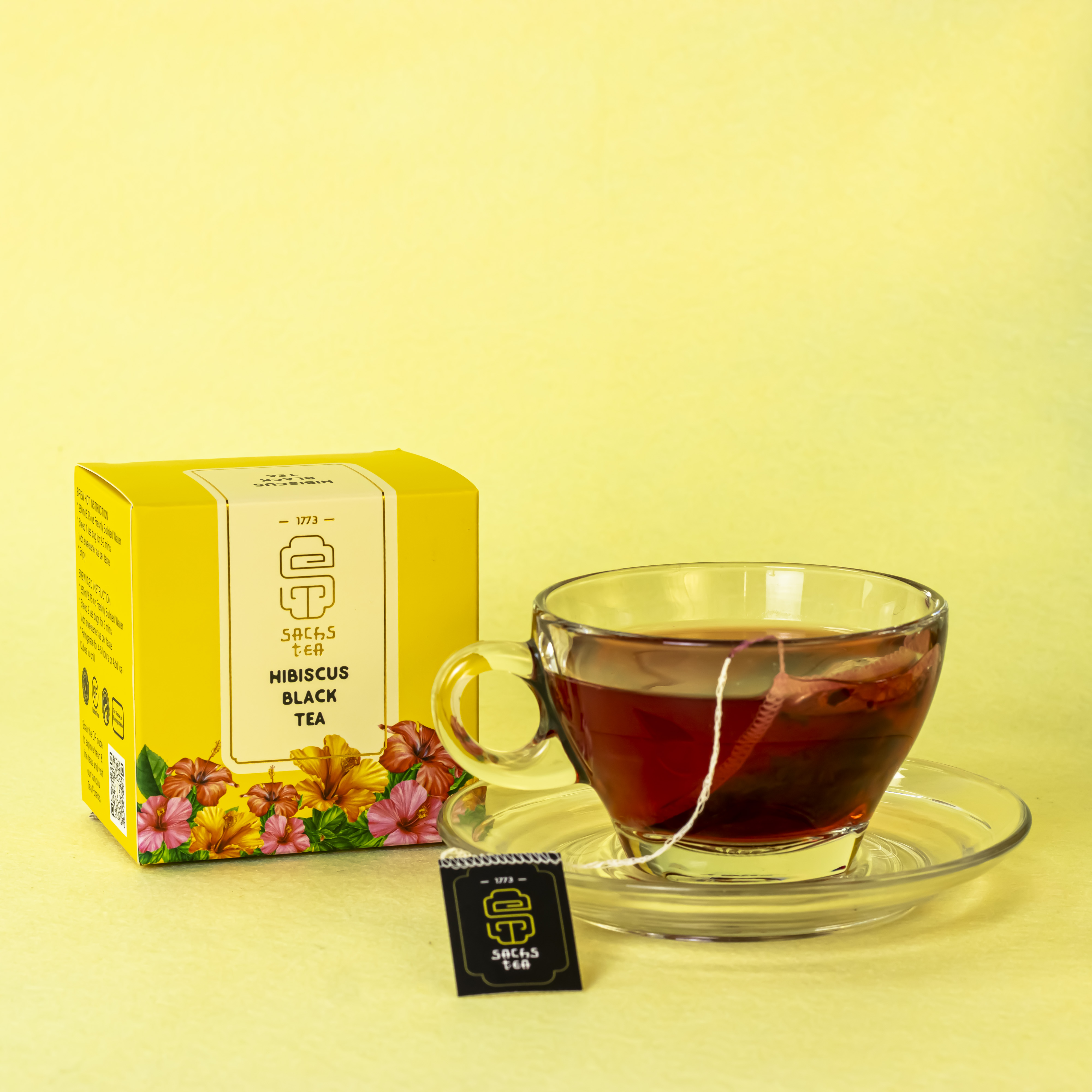 Trà hoa Atiso đỏ HIBISCUS BLACK TEA SACHS TEA 1773 tốt cho tiêu hóa, làm đẹp da hộp 20 gói