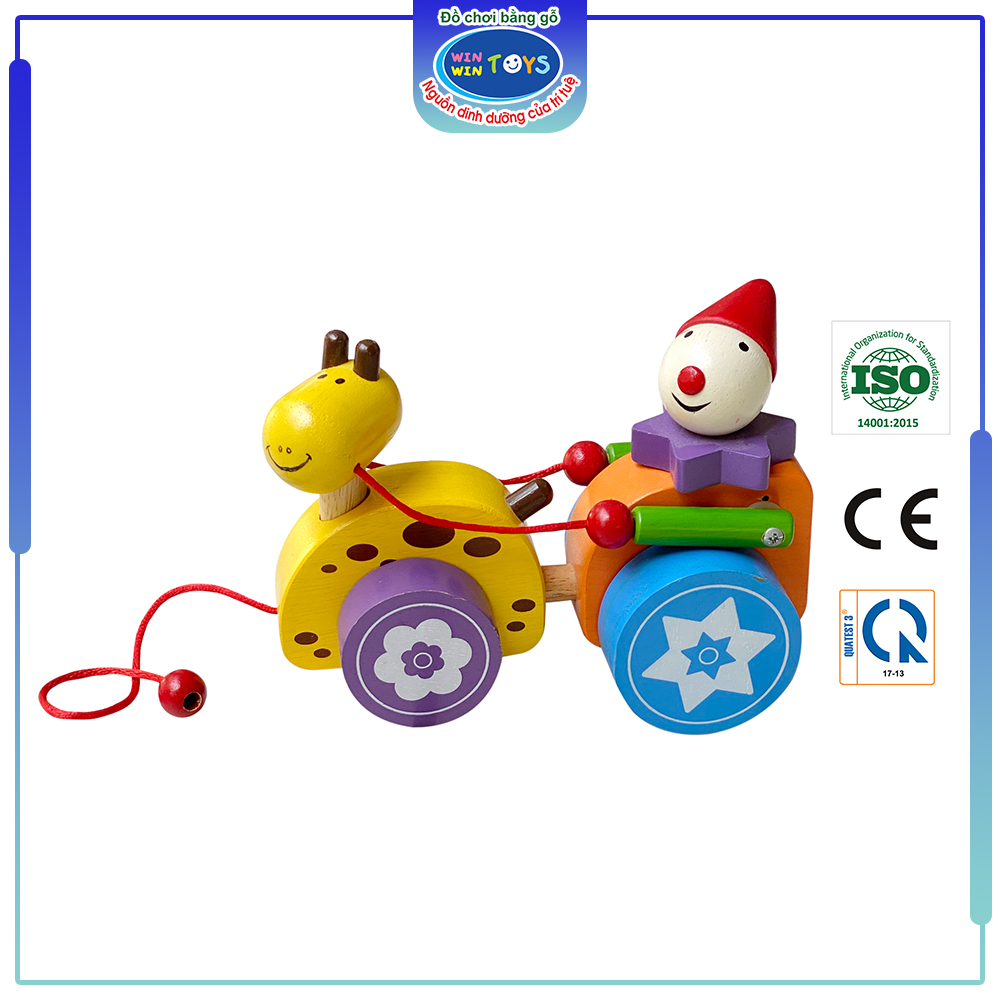 Đồ chơi gỗ Chú hề cưỡi xe hươu | Winwintoys 62262 | Phát triển trí tưởng tượng | Đạt tiêu chuẩn CE và CR