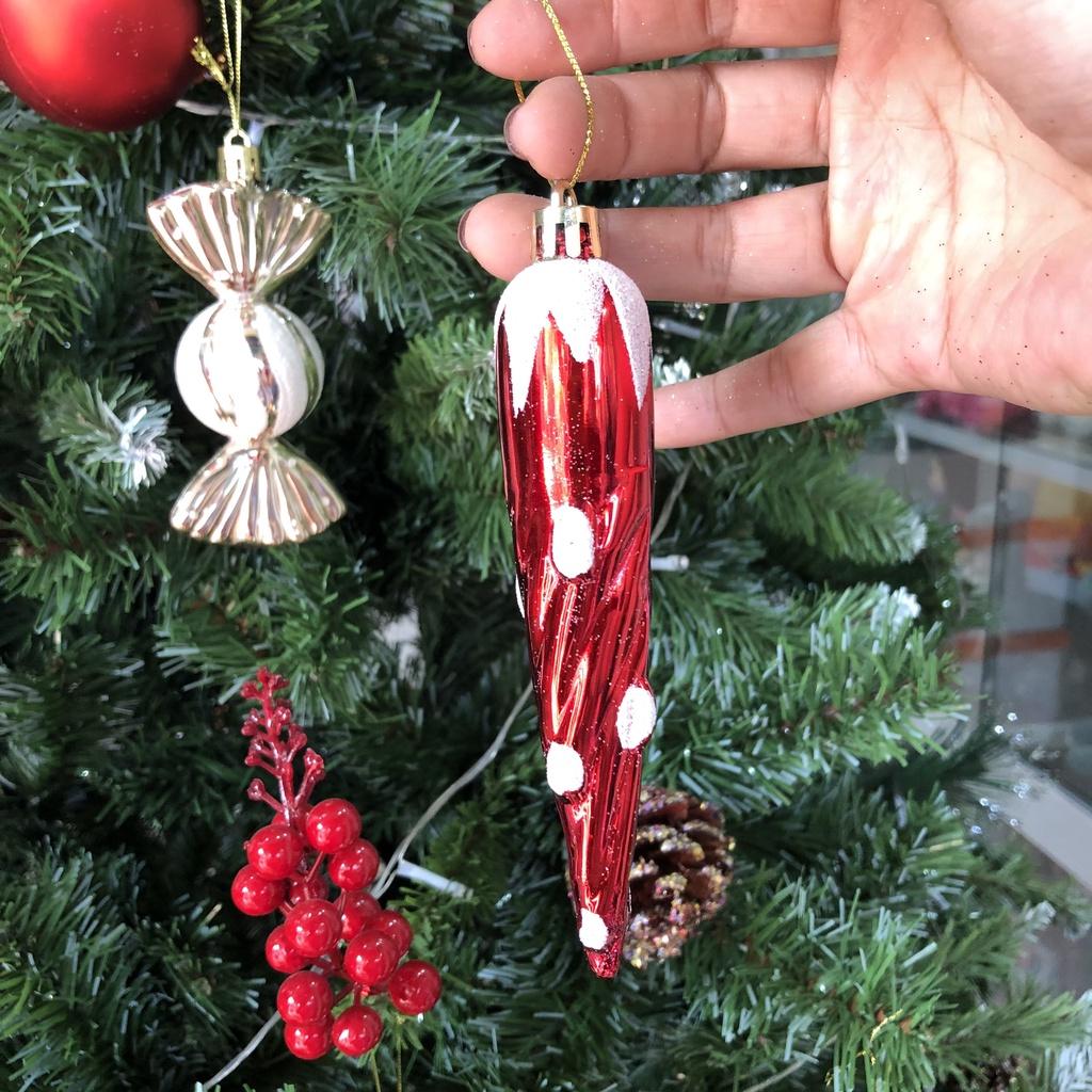 Combo 6 châu quả ớt phủ nhũ lấp lánh treo cây thông Noel trang trí vòng nguyệt quế giáng sinh