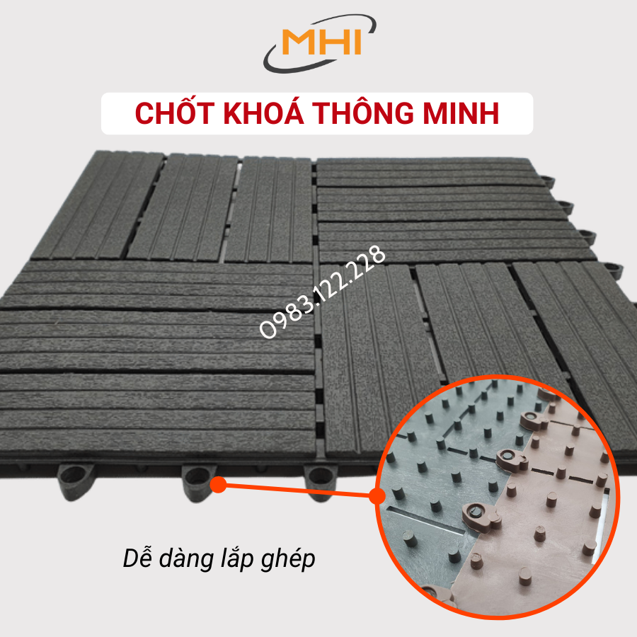 [COMBO 11] Tấm nhựa lót sàn MHI-12 NAN - Phong cách mới. Chống trơn trượt ban công, bể bơi, sân vườn, sân thượng, nhà tắm