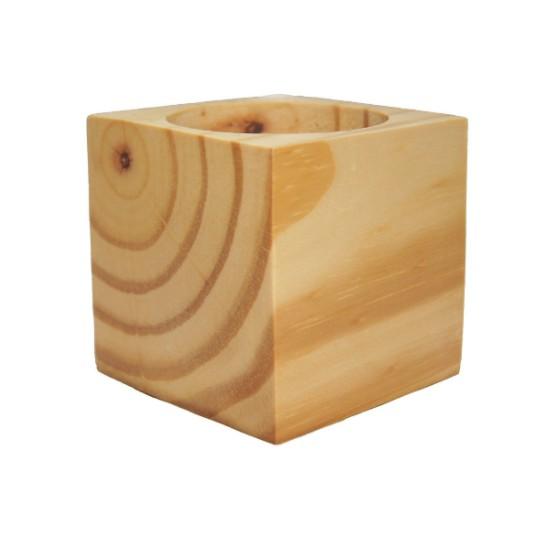 Chậu cây bằng gỗ tự nhiên Nguyên khối Hình vuông - Kích thước: 7x7cm