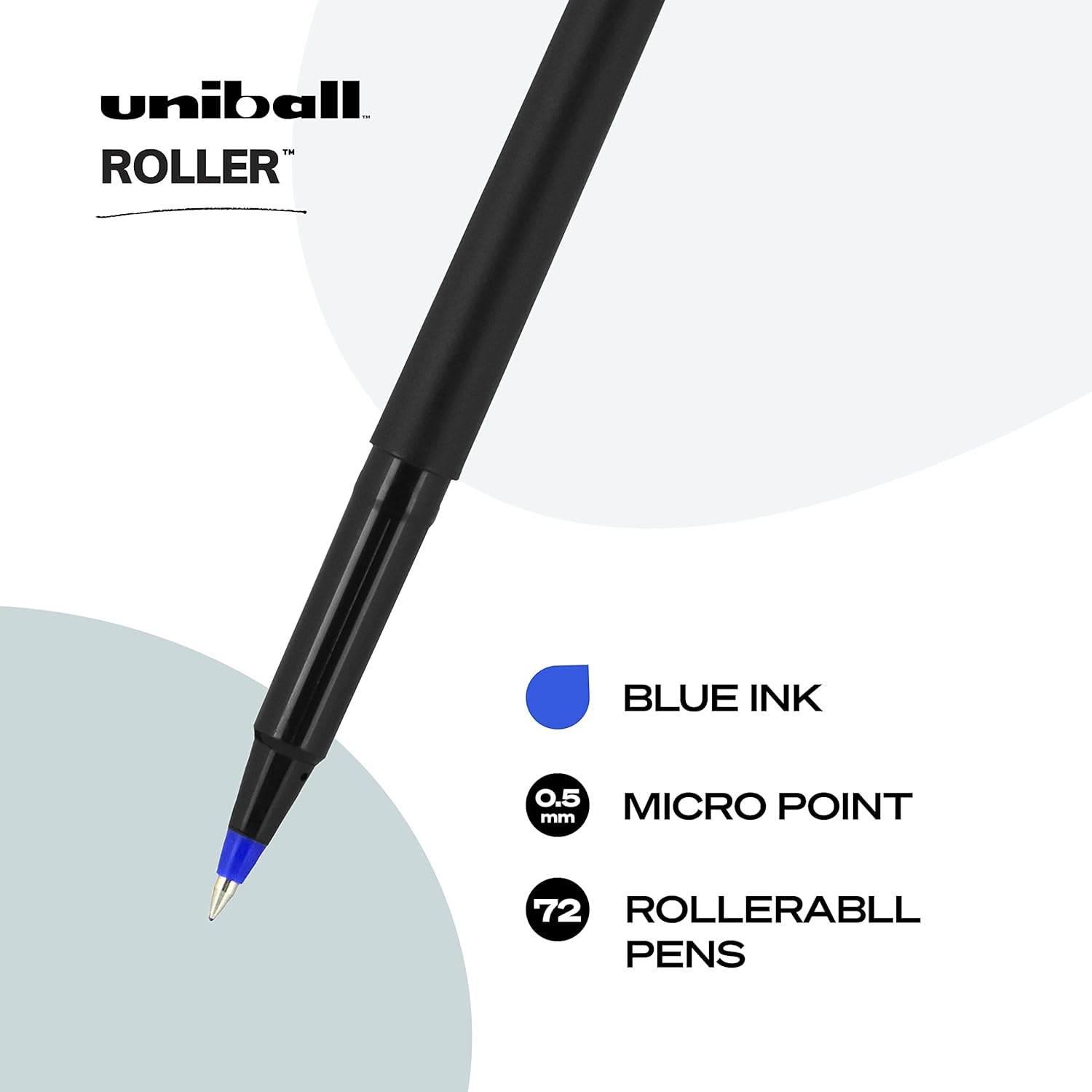 Bút gel mực đậm ngòi êm Uni-Ball Micro Rollerball, cỡ ngòi 0.5mm, 1 cây màu xanh dương