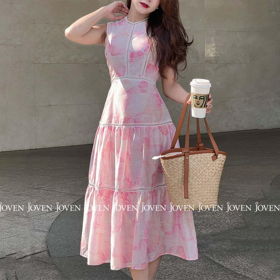 Đầm maxi hoa hồng ren Joven