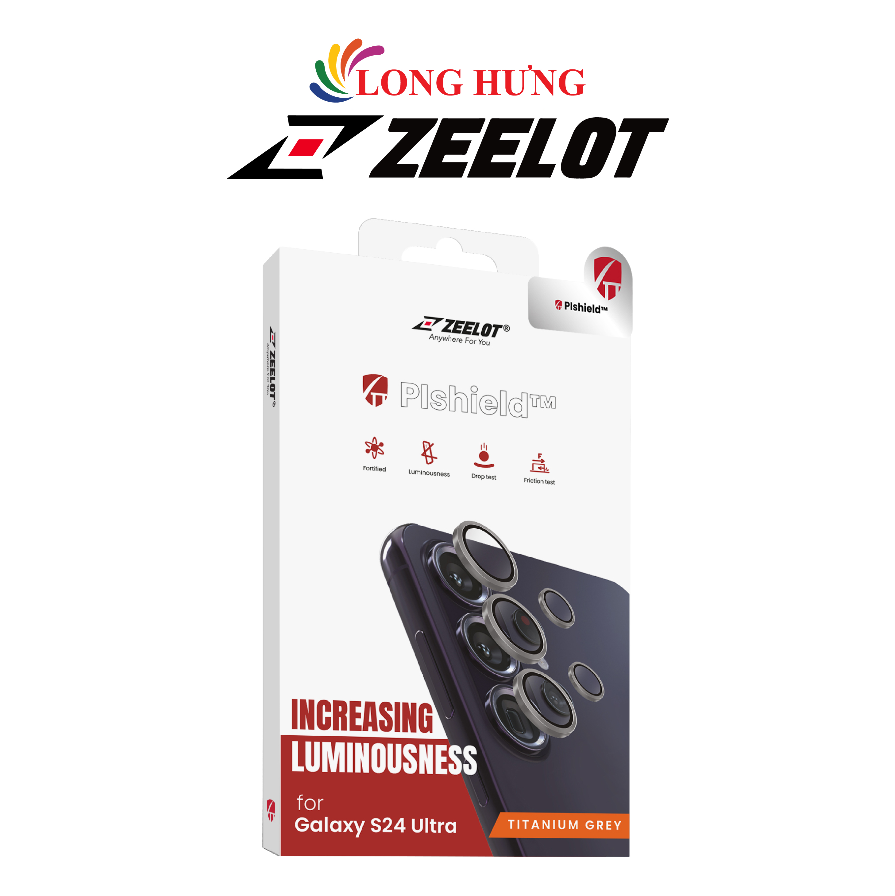 Dán Camera cường lực viền màu chống va đập Zeelot Pishield Lens Protector S24 Ultra - Hàng chính hãng