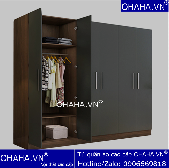 TỦ QUẦN ÁO GỖ CÔNG NGHIỆP HIỆN ĐẠI 6 CÁNH OHAHA - HĐ010