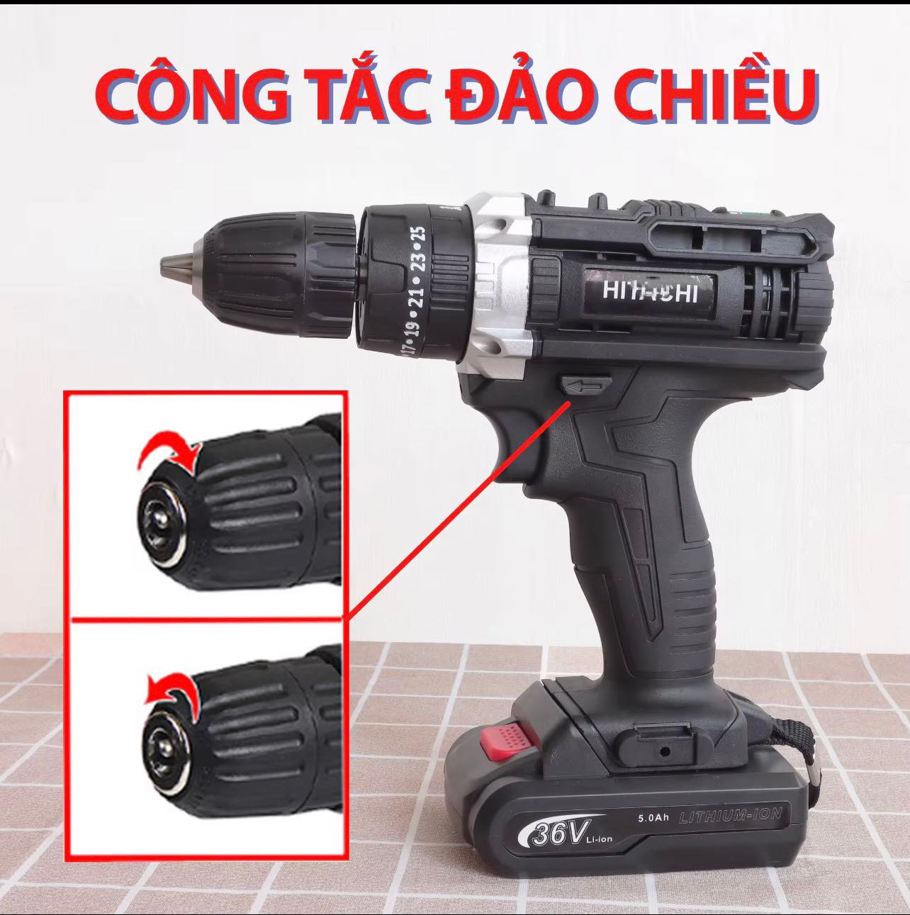 Máy Khoan Pin Hlta.chi 36V – 3 Chức Năng – Tặng Bộ Phụ Kiện 24 Chi Tiết – Máy Khoan Bắn Vít Cầm Tay BH 12 tháng