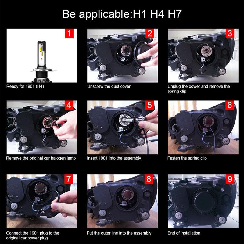 Đèn Led Siêu Sáng 12v H1 H4 H7 H11 Led 9005 9006 6000k