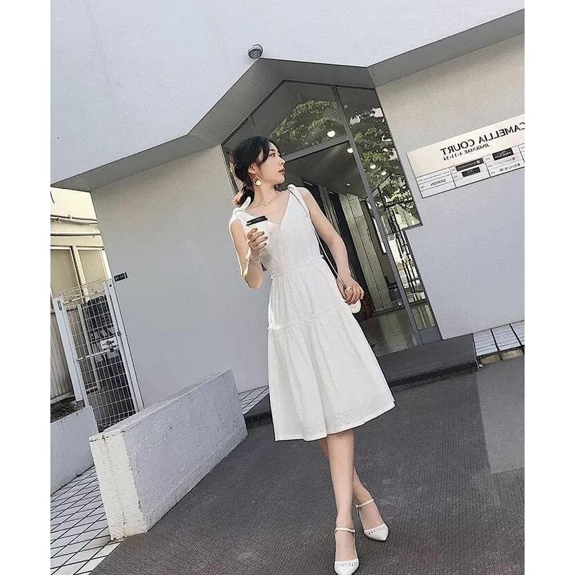 Đầm xô dây vai thắt nơ siêu xinh