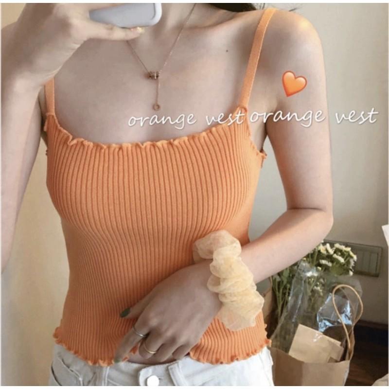 Áo 2 dây len tăm viền lượn sóng