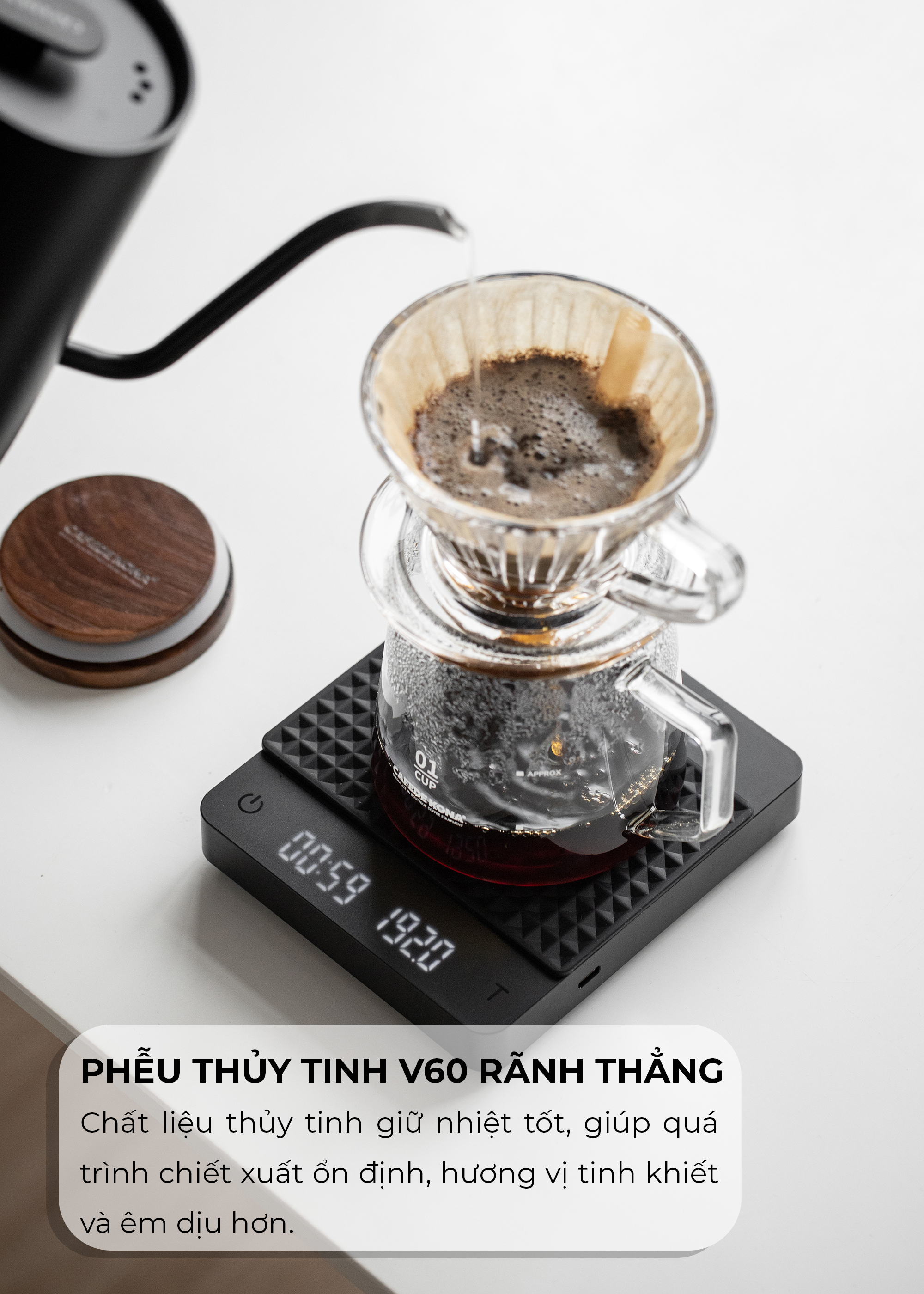 COMBO bộ cà phê V60 BLACK FAMILY CAFE DE KONA