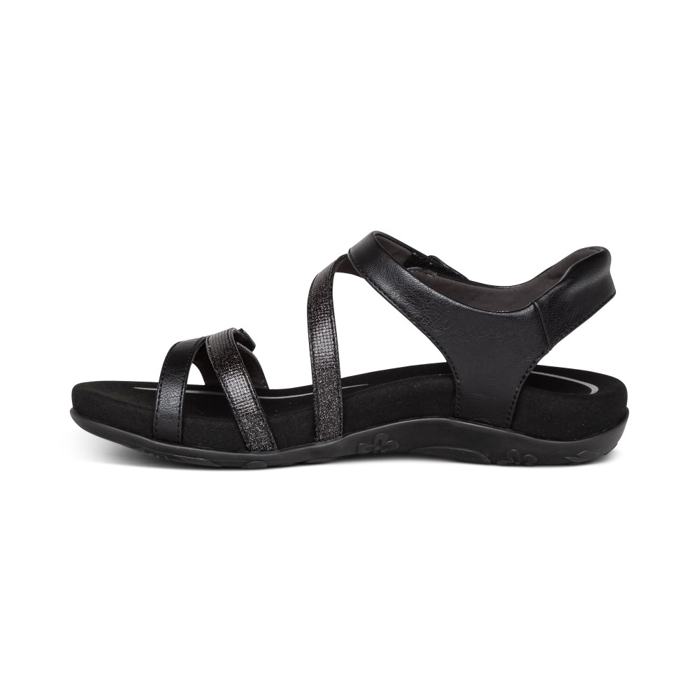 Sandal sức khỏe nữ Aetrex Jess Black