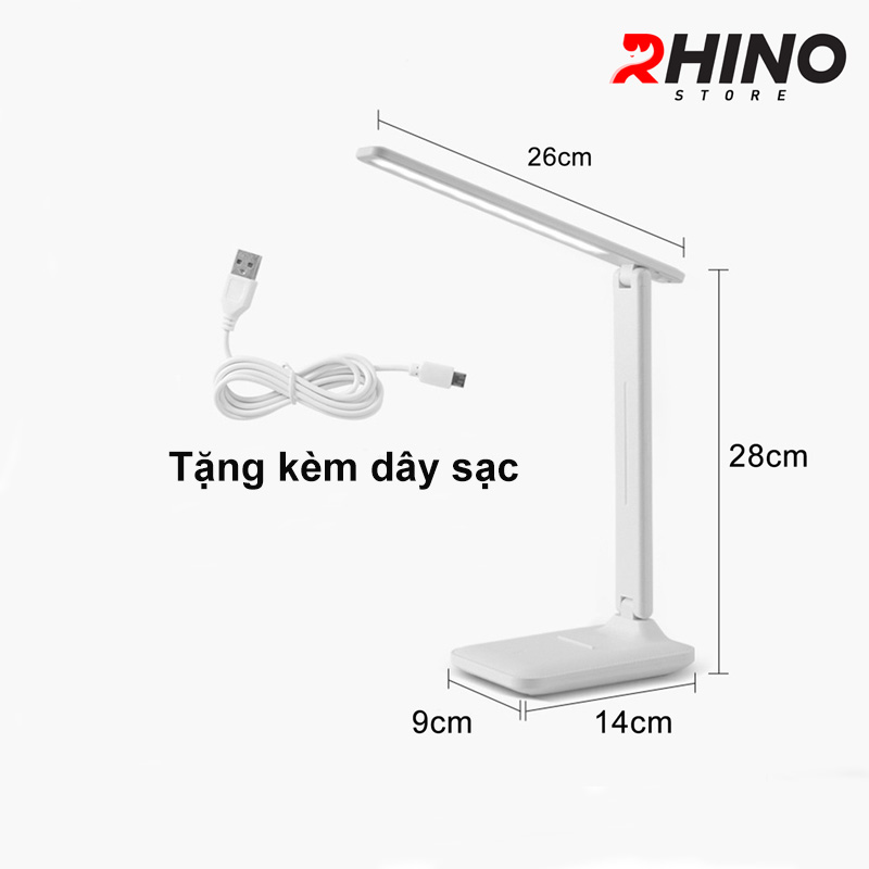 Hình ảnh Đèn học LED bảo vệ mắt chống cận cảm ứng Rhino L201, tích điện đa năng làm việc, để bàn học