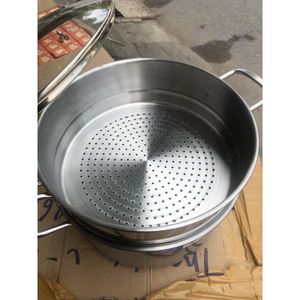 nồi hấp 2 tầng chất liệu inox dùng bếp từ size 28cm giá hấp rời lỗ hấp nhỏ tiện lợi