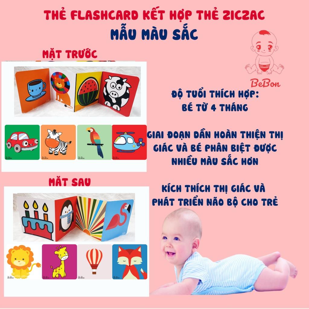 Bộ Thẻ Kích Thích Thị Giác Phát Triển Các Giác Quan - Thẻ FLASHCARD kết hợp Thẻ ZICZAC cho bé