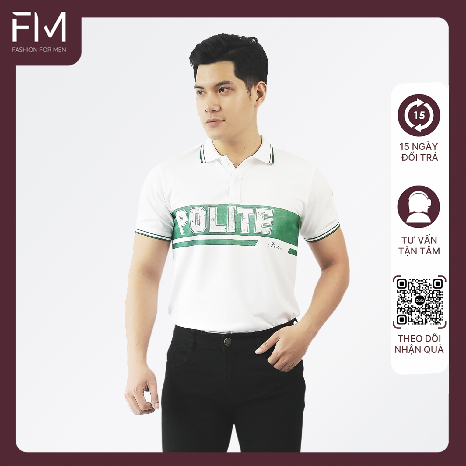 Áo thun polo nam, chất vải Poly thoáng mát co giãn 4 chiều, chống bám bụi, thiết kế bo phối sọc - FORMEN SHOP - FMPS209