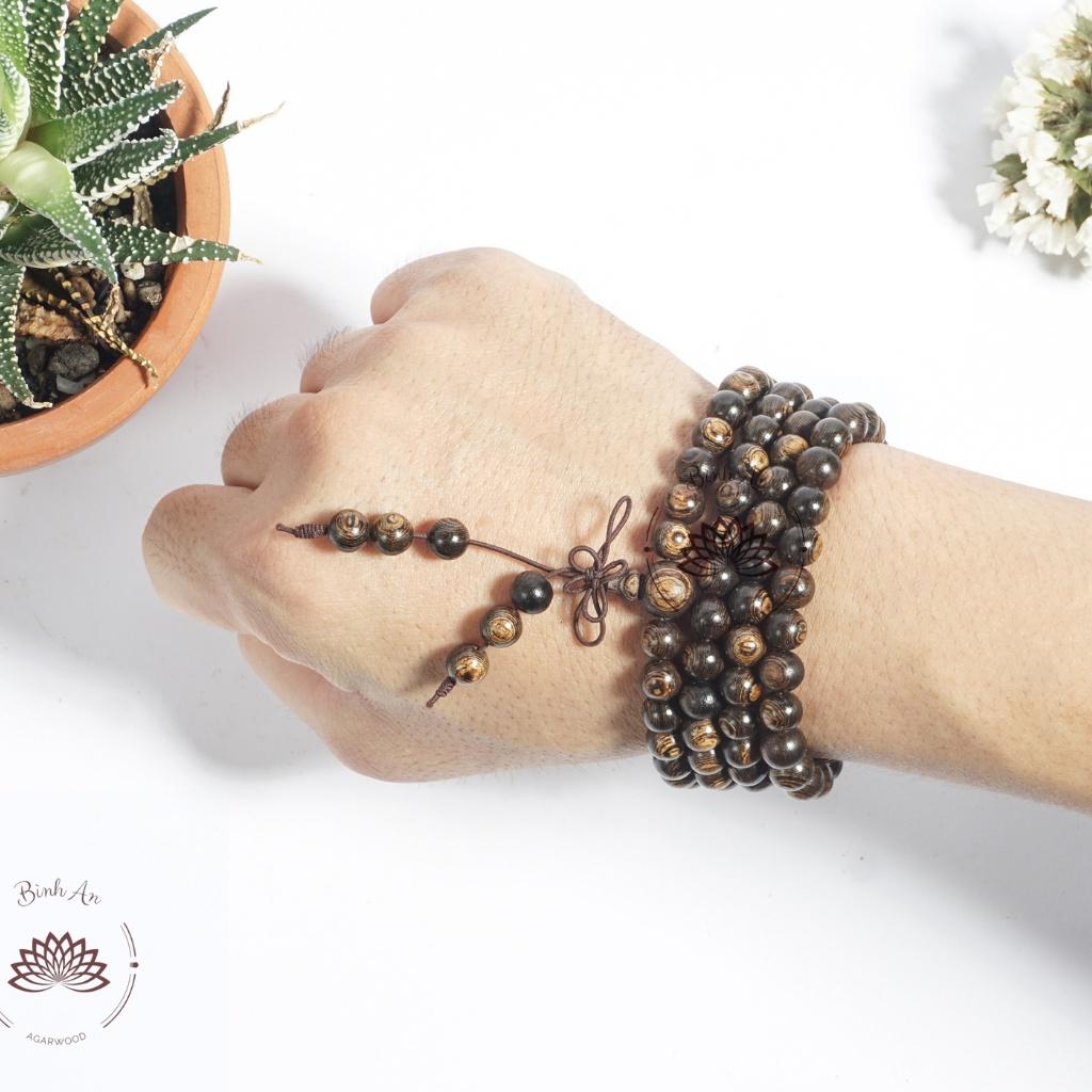 Vòng Tay Trầm Hương 108 Hạt Trầm Sánh Chìm Việt - Chuỗi Tràng Hạt - Vòng Phong Thủy- 6 7 8 mm -