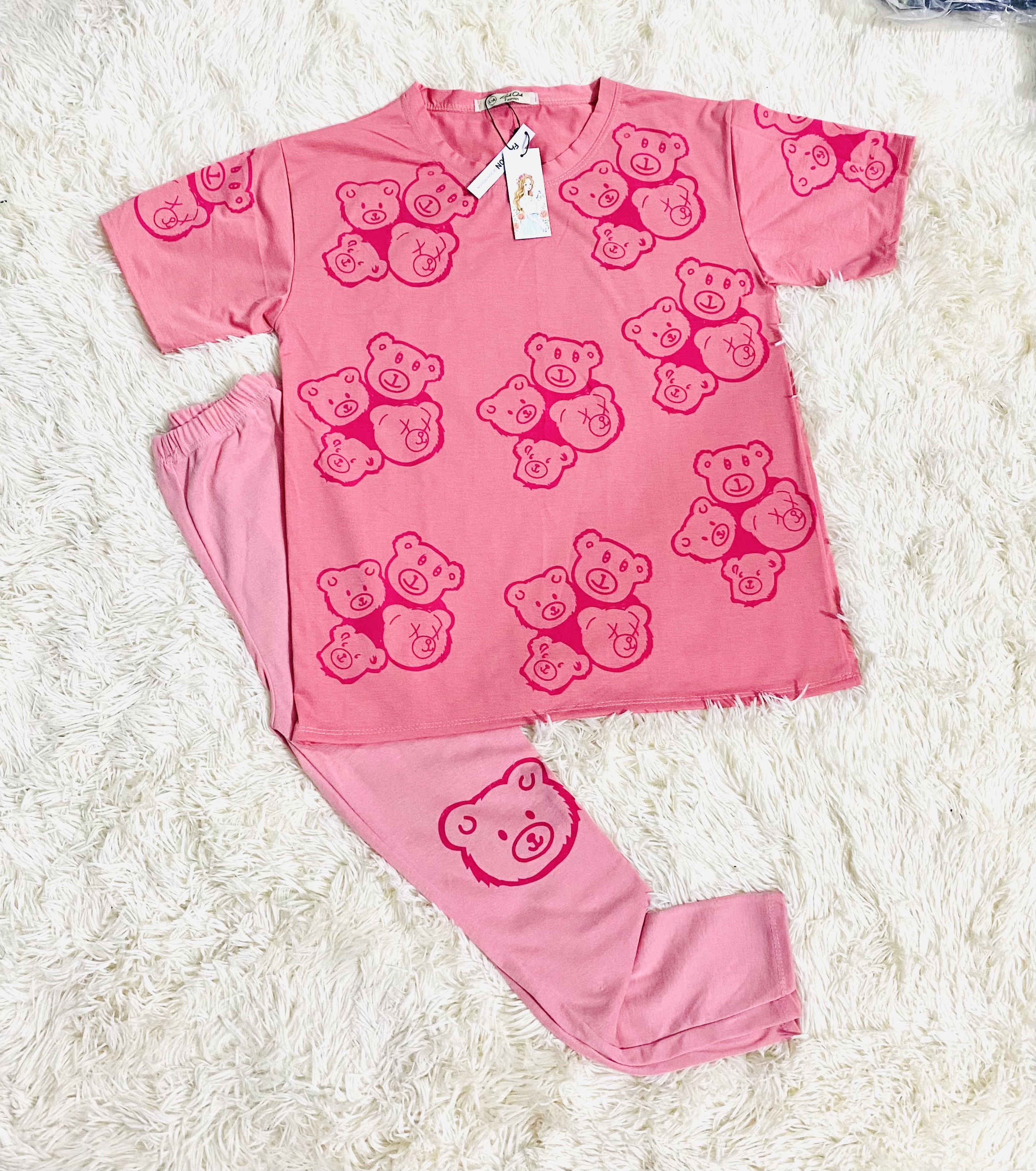BỘ THUN COTTON 3D GẤU XINH