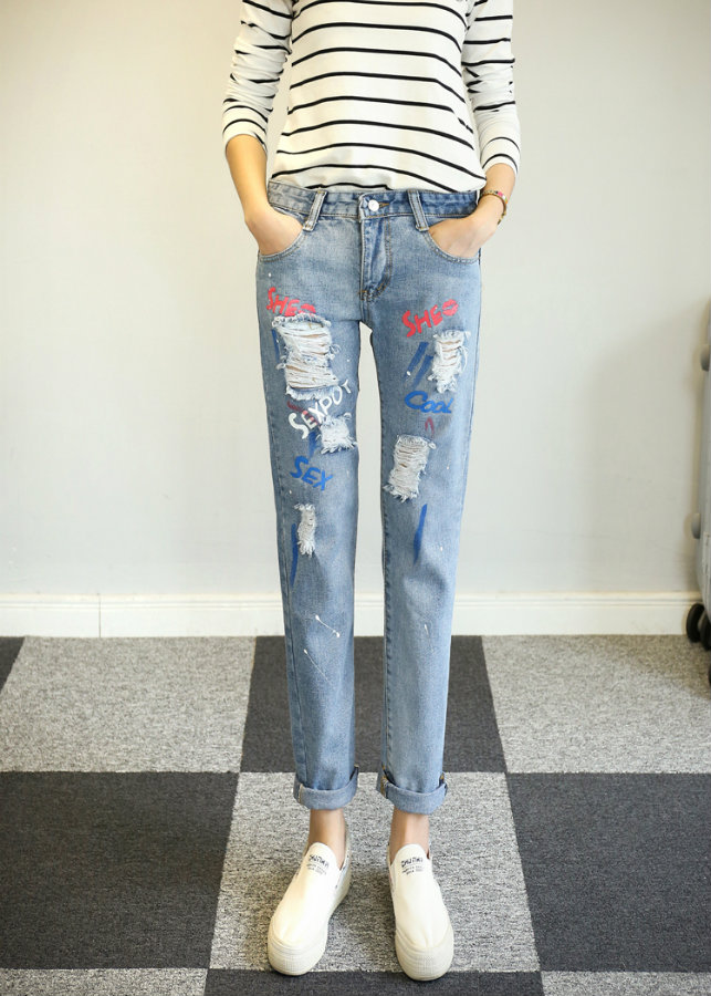 Quần jeans rách vảy mực cool Mã: QD1223