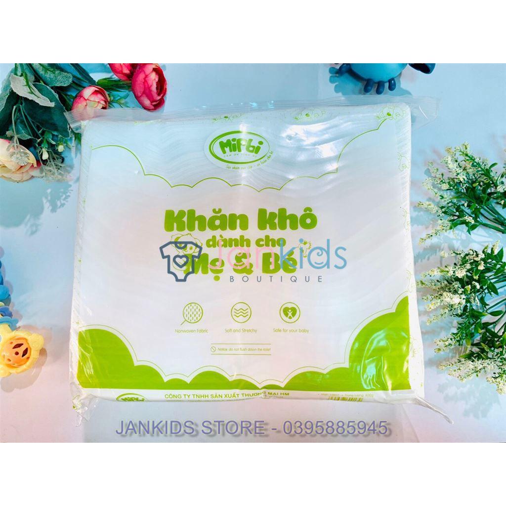 Khăn vải khô đa năng cao cấp MIPBI/Hiền Trang gói xanh - Mềm, Dai, An toàn cho bé (1 gói 600gr ~ 500 tờ