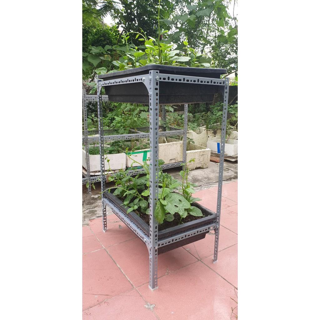 Kệ sắt trồng rau thông minh 2 tầng dùng cho 2 khay trồng rau kích cỡ 68x43x15 cm