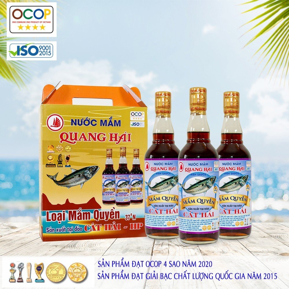Nước Mắm Truyền Thống Cát Hải -  Quang Hải, loại Nước Mắm Quyền 37ºN, chai 500ml