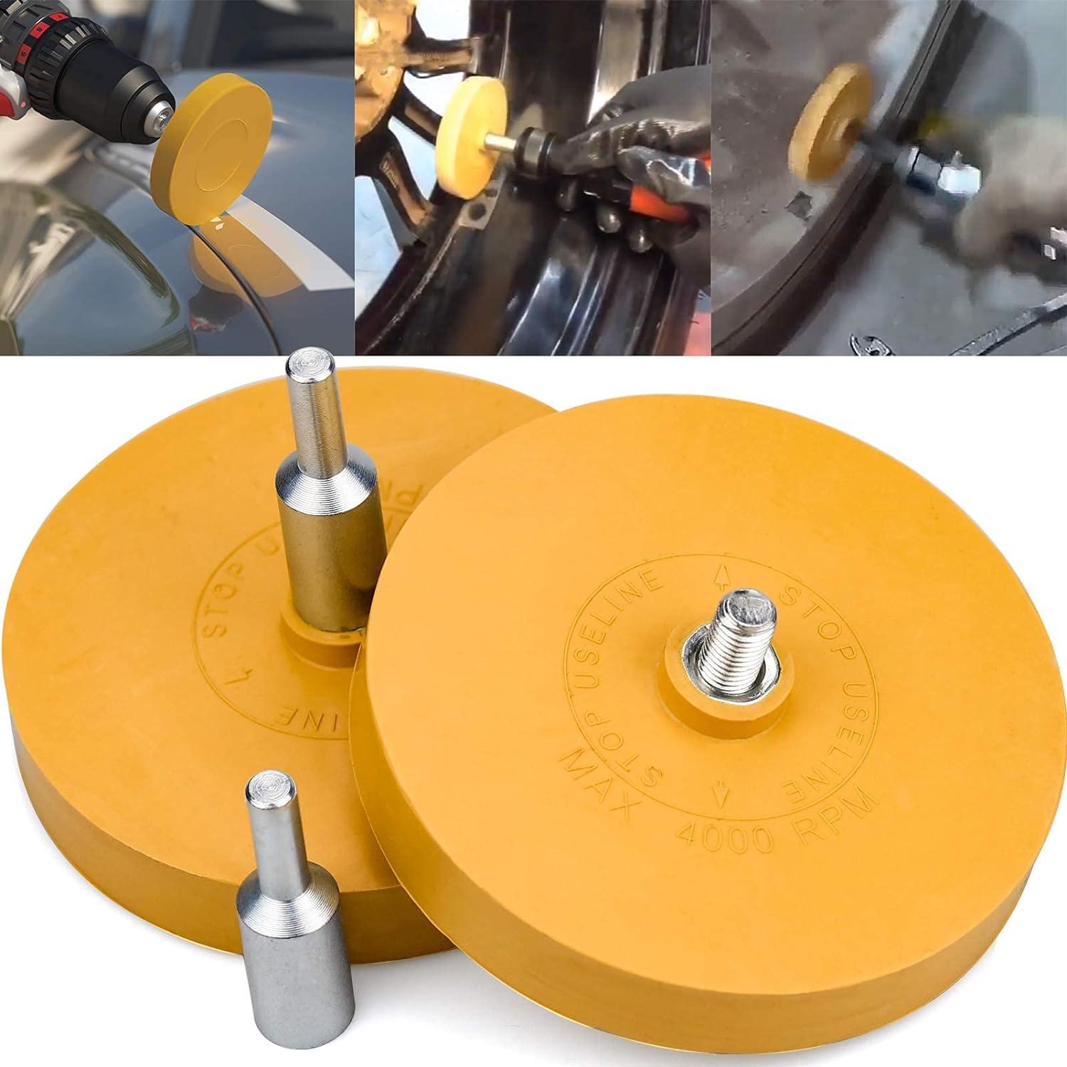 2 Chiếc Thân Xe Tẩy Đồ Trang Trí Bánh Xe 100 Mm Cao Su Tẩy Đĩa Khoan Tẩy Miếng Dán Với 2 Bộ Chuyển Đổi