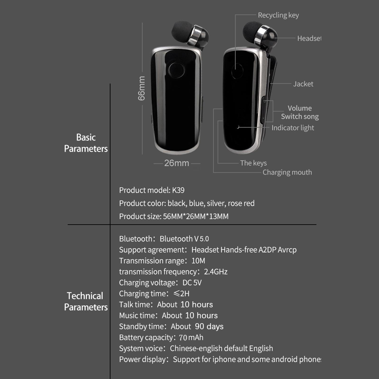 Collar Earphones Handsfree Earpiece Headset for Gifts Driver Black