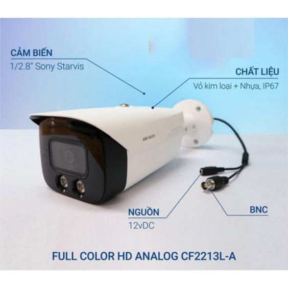 Camera Full Color Starlight 4 in 1 (CVI, TVI, AHD, Analog) có màu ban đêm, tích hợp micro KBVISION KX-CF2213L-A (Hàng chính hãng)