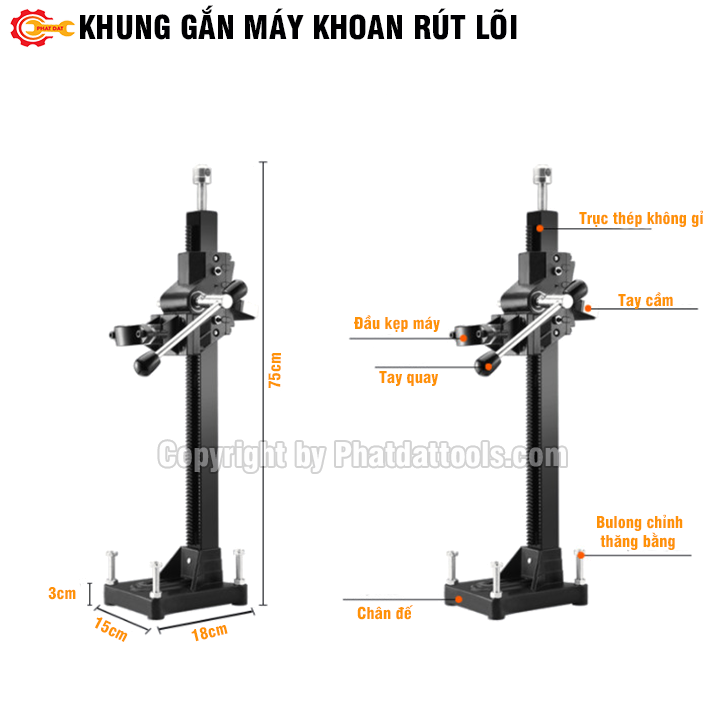 Khung đế gắn máy khoan rút lõi