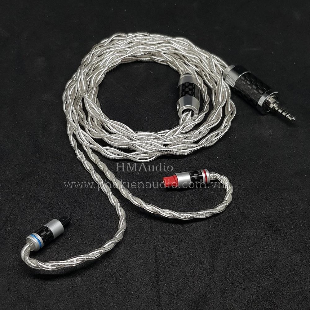 Dây tai nghe đồng mạ bạc  Litz 24AWG đường kính dây đơn 1.2mm tết 4 sợi - Connetor IM01/02/03 IM50/70 A2DC IE80/80s IE40Pro IE100/500 IE300/900 2Pin MMCX