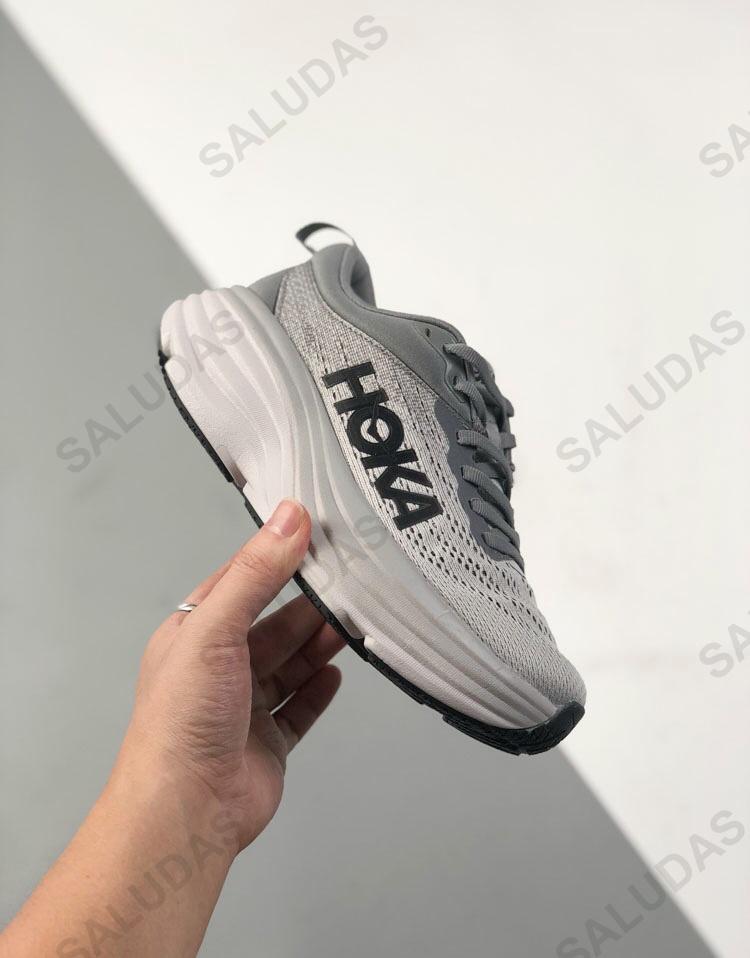 Giày thể thao đàn ông Hoka nam Bondi 8 Đệm nhẹ Giày chạy bộ chạy bộ ngoài trời Giày chạy bộ giày đàn hồi Giày thường Color: Grey blue Shoe Size: 36