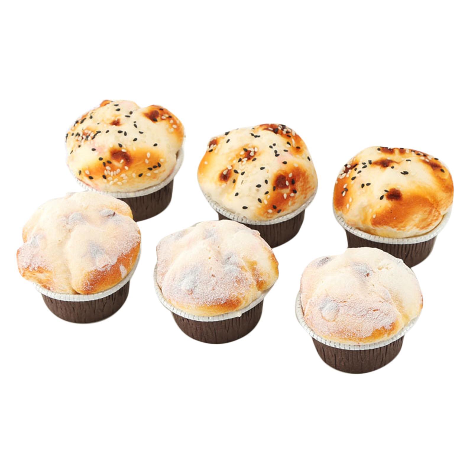 6Pcs Artificial Cake Simulation Realistic Food Cupcake Bread Dessert