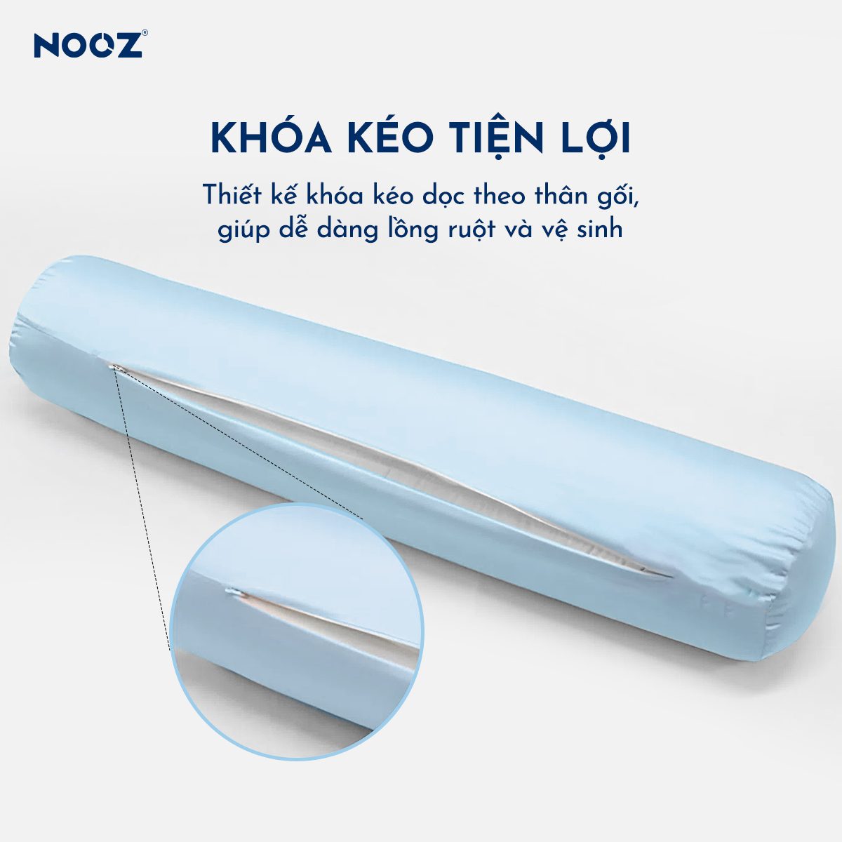 Vỏ Gối Ôm Lạnh NOOZ Vải Mát Lạnh Mềm Mịn Nhiều Màu Có Khóa Kéo 37x100cm