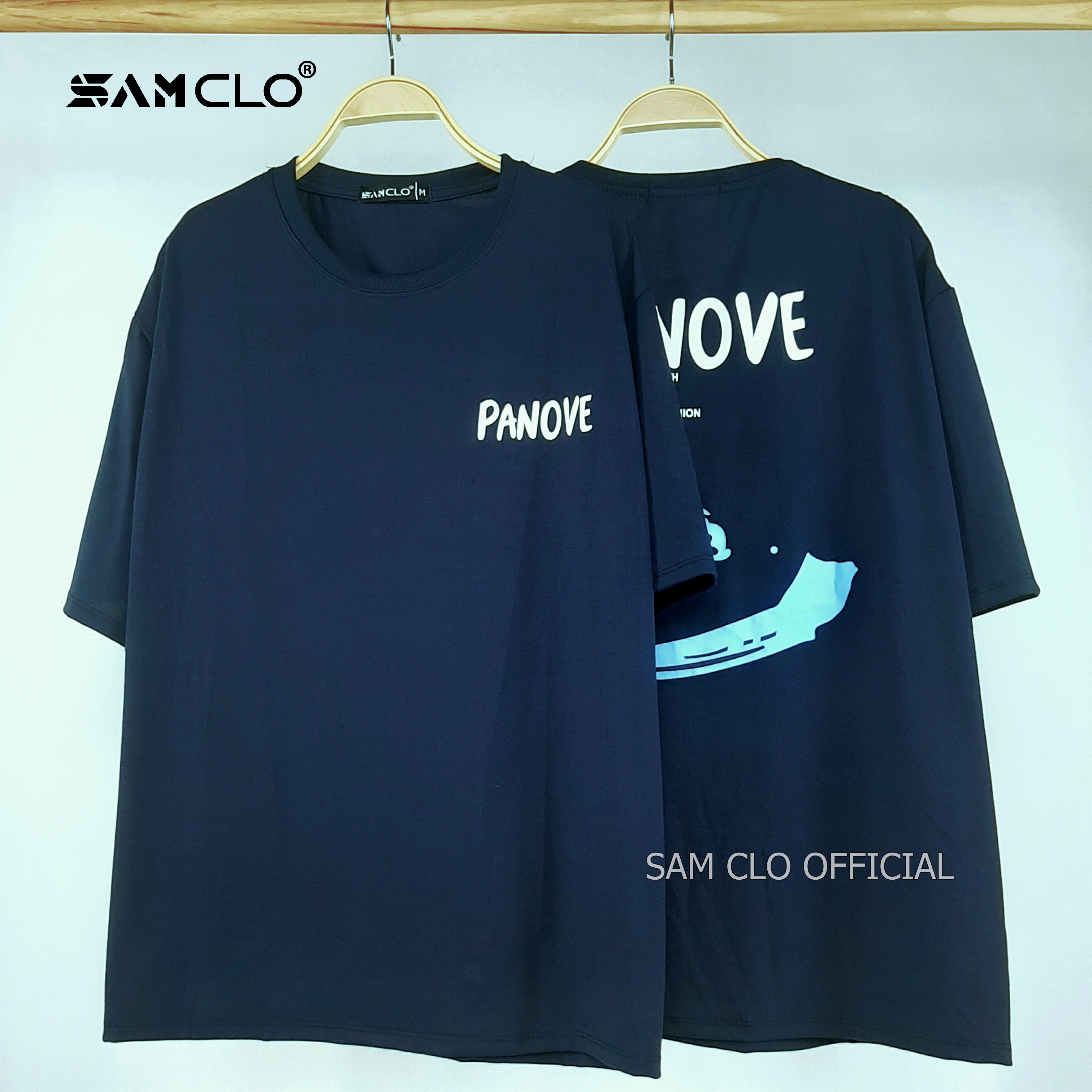 Áo phông tay lỡ nam nữ SAM CLO thun form rộng dáng Unisex - Ulzzang mặc cặp, nhóm, lớp in hình mặt cười chữ PANOVE
