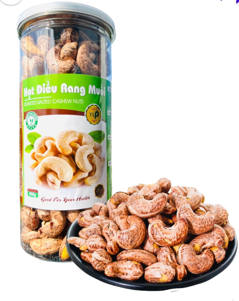 HẠT ĐIỀU RANG MUỐI A CỒ TO BÉO THƠM NGON CHẤT LƯỢNG HIỆU TÂN LỘC PHÁT - HỘP 450G
