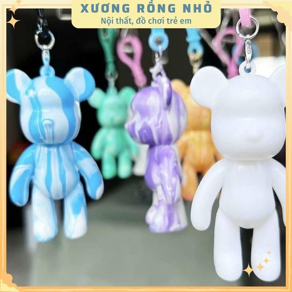 Móc Khóa Bearbrick Đổ Màu phôi gấu màu trắng 2 kiểu dáng phụ kiện móc khóa DIY tự làm