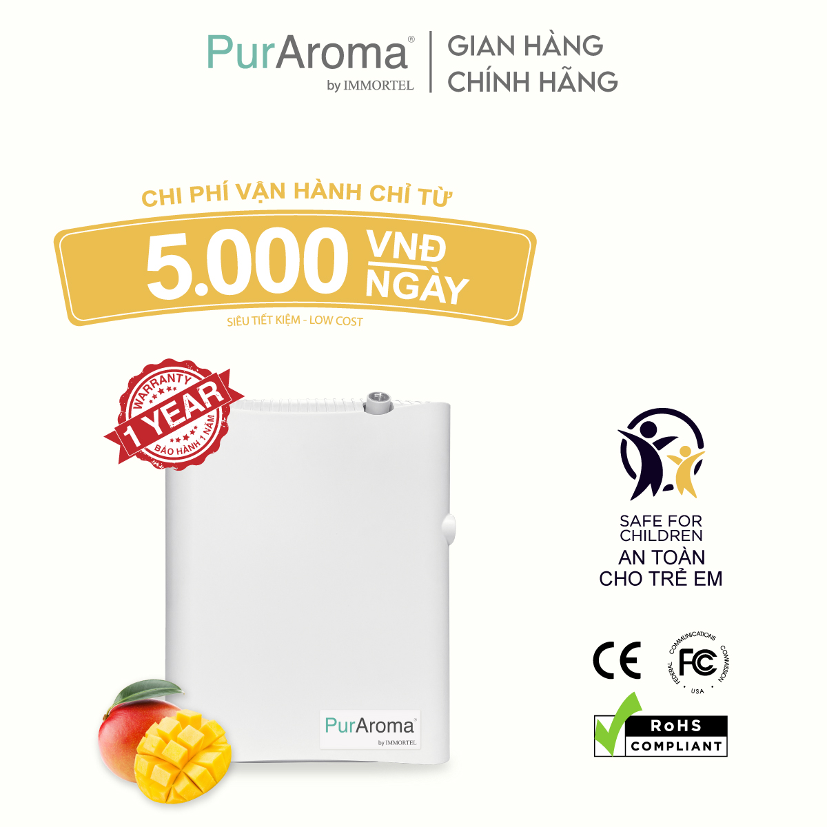 Máy Khuếch Tán Tinh Dầu PurAroma - WPA 400GS - Công Nghệ Khuếch Tán Siêu Âm Nhật Bản
