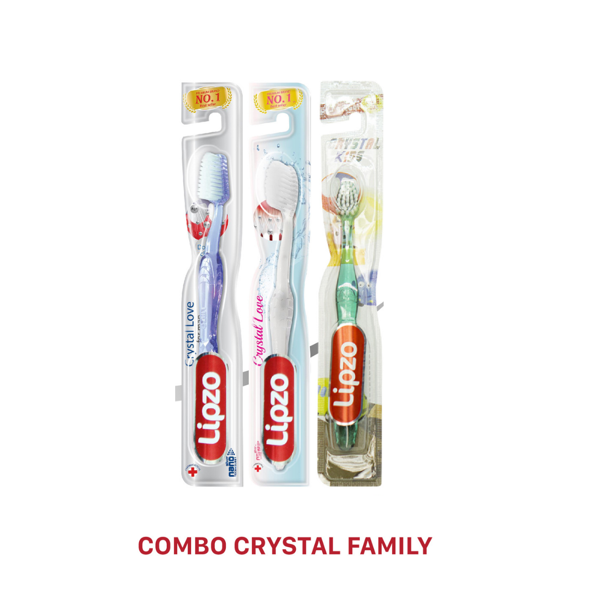 COMBO 3 BÀN CHẢI CRYSTAL LIPZO CHO GIA ĐÌNH