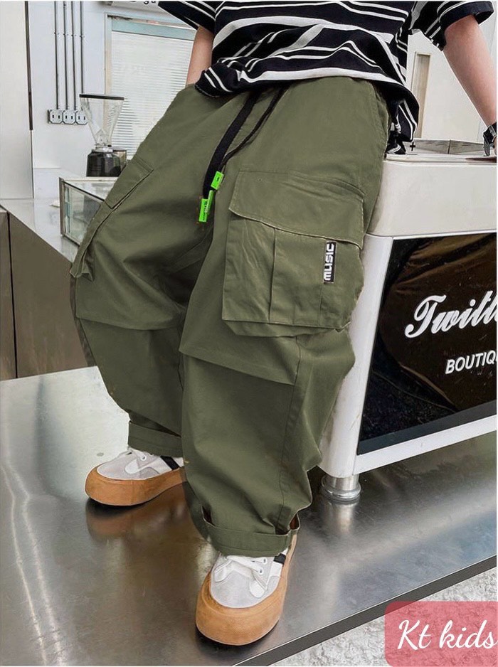 Quần túi hộp Jogger cho bé gái bé trai phối đồ đi chơi phong cách size 13-65kg chất kaki mềm mại