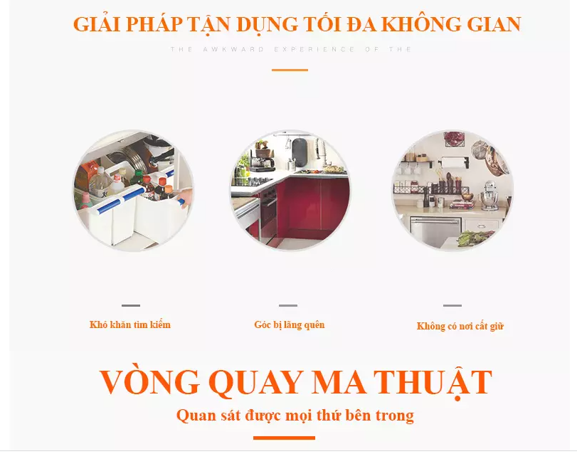 Mâm Xoay Góc 3/4  INOX 304 Lưu Trữ Đồ Khoang Góc Tủ Bếp - Có Thợ Lắp Đặt