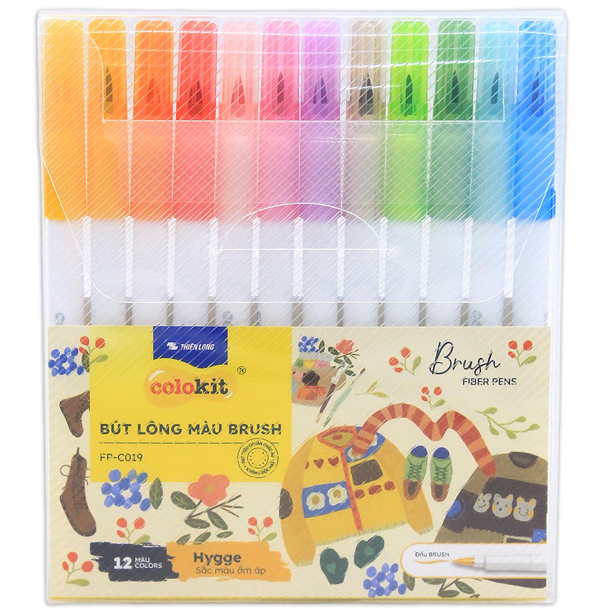 Vỉ 12 Bút Lông Màu Đầu Brush - Hygee - Colokit FP-C019