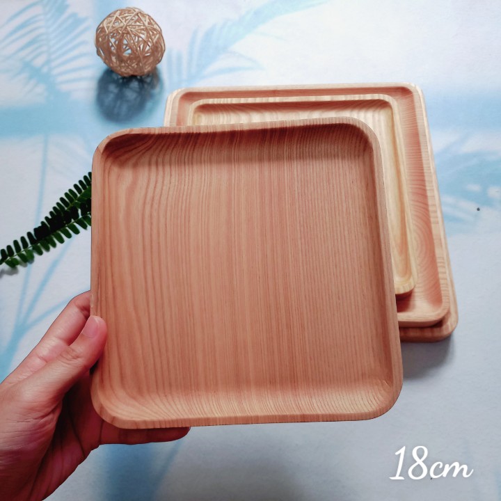 Đĩa Gỗ Tần Bì Hình Vuông Size 14/16/18/20/24/26cm, Khay Bày Hoa Qủa, Trà Bánh, Decor Chụp Ảnh Của Vitrapro