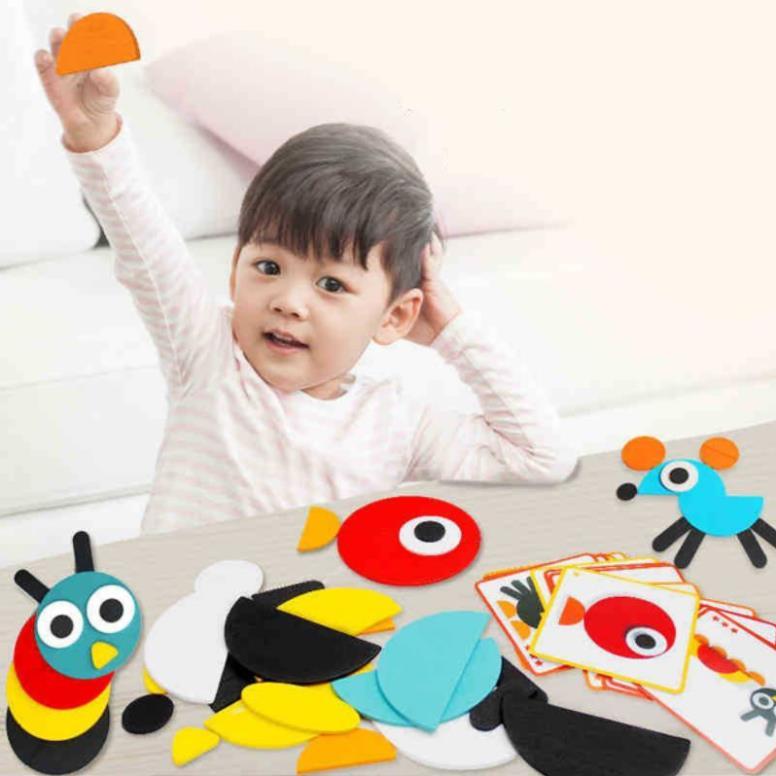 Bộ ghép hình Montessori Fun board, Giáo cụ Montessori ghép hình con vật cho bé phát triển phát triển tư duy