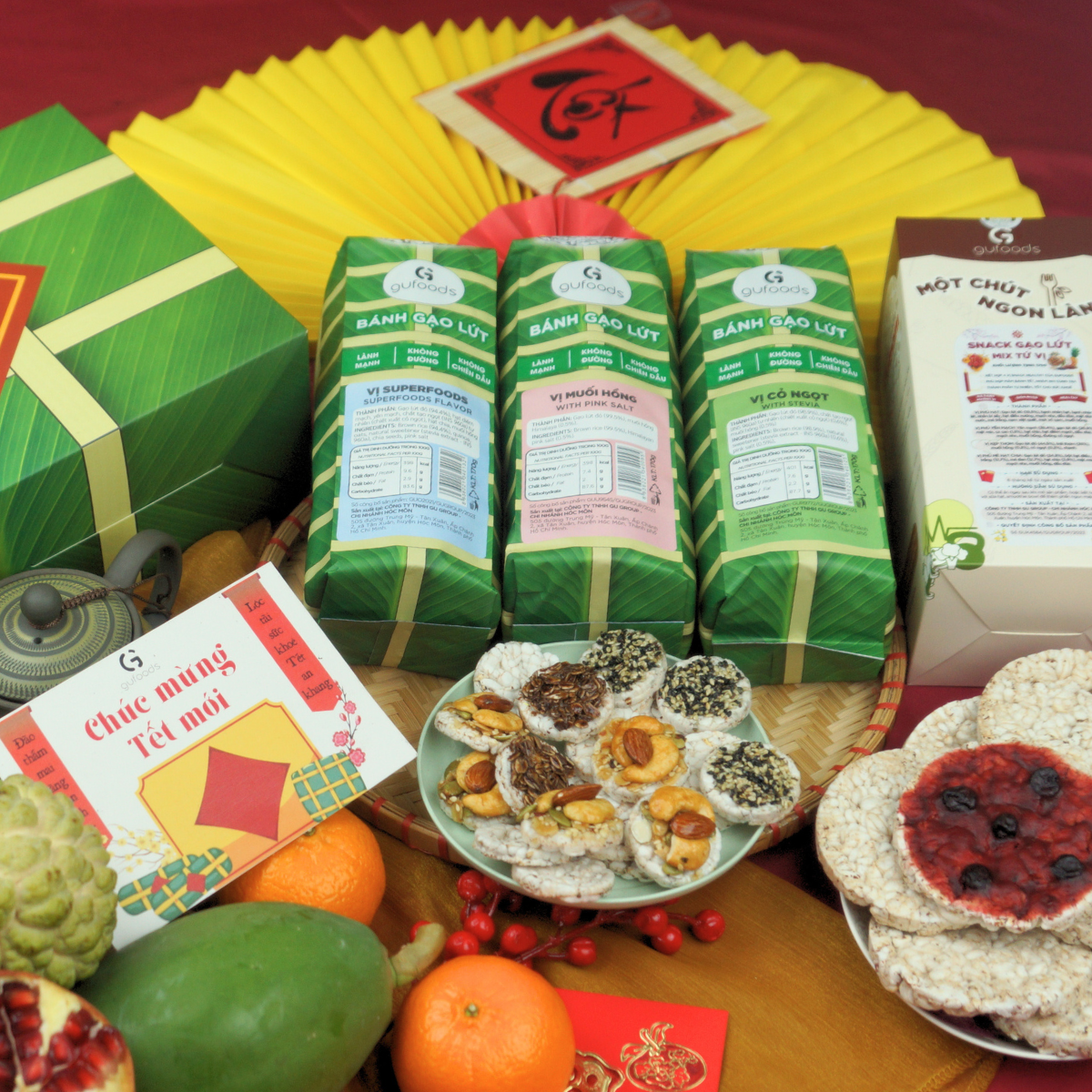 Hộp quà Tết GUfoods - Xuân Ất Tỵ 2025 - Mâm bánh Tết healthy, Món quà sức khoẻ, Hộp giấy thân thiện môi trường, Giftbox / Gift set healthy, Đón Tết xanh - Cùng GU an lành