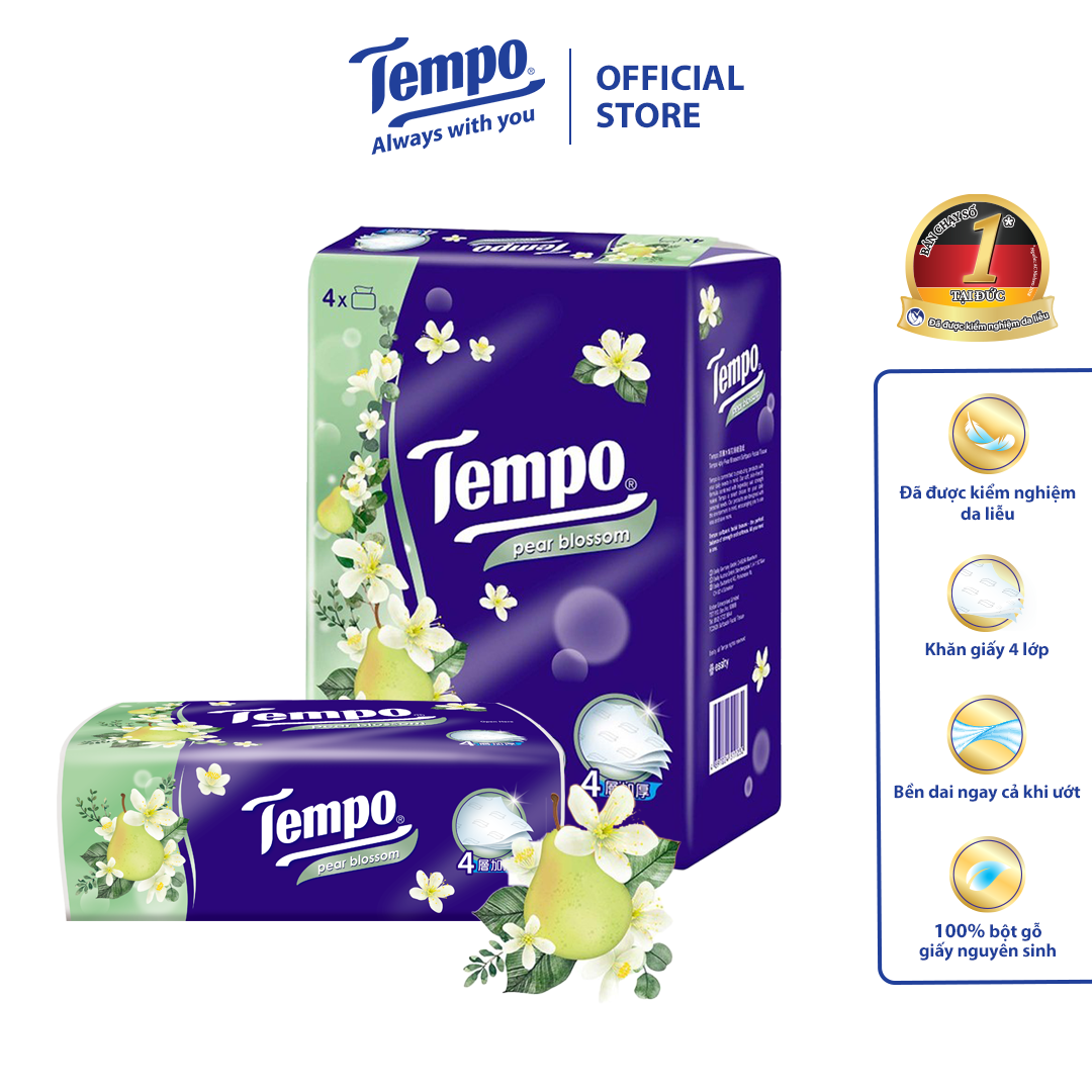 Khăn giấy rút cao cấp Tempo - 4 lớp bền dai, an toàn cho da - Thương hiệu Đức