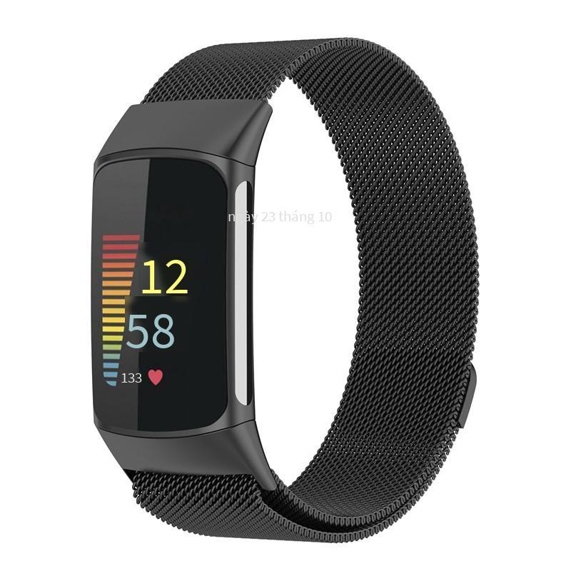 Phong Cách Mới Nhất Fitbit Charge 5 Mới Dây Đồng Hồ Thông Minh Kim Loại Thép Không Gỉ Thép Từ Tính Dây Đồng Hồ Thay Thế Dây Đồng Hồ