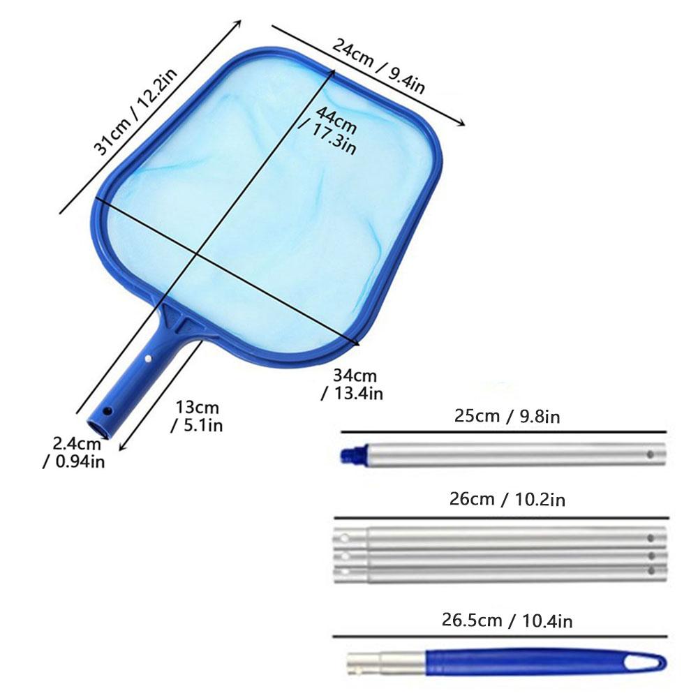 Lưới làm sạch hồ bơi, vớt rác, rong rêu kích thước 44x34 cm, có thể tháo rời 5 phần